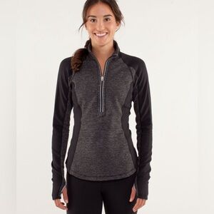Lululemon Run: U-Turn Pullover Mini Check Pique Black Heathered Black Reversible